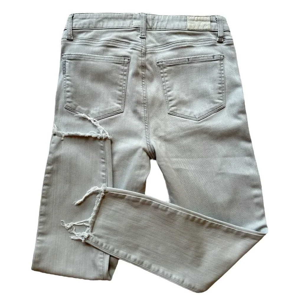 Paige Hoxton Crop In Seattle Sky High Rise Crop Raw Hem Jeans Denim Size 30
